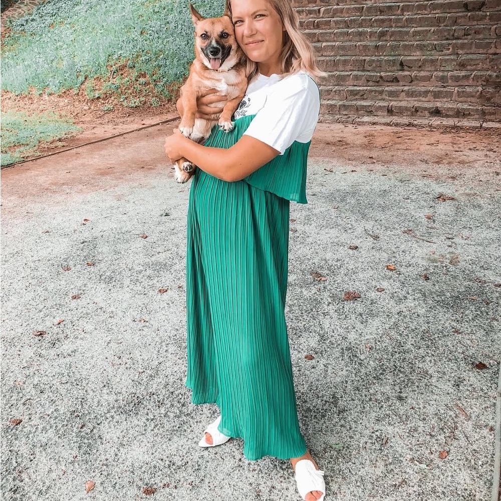 Green Pleated Jumpsuit